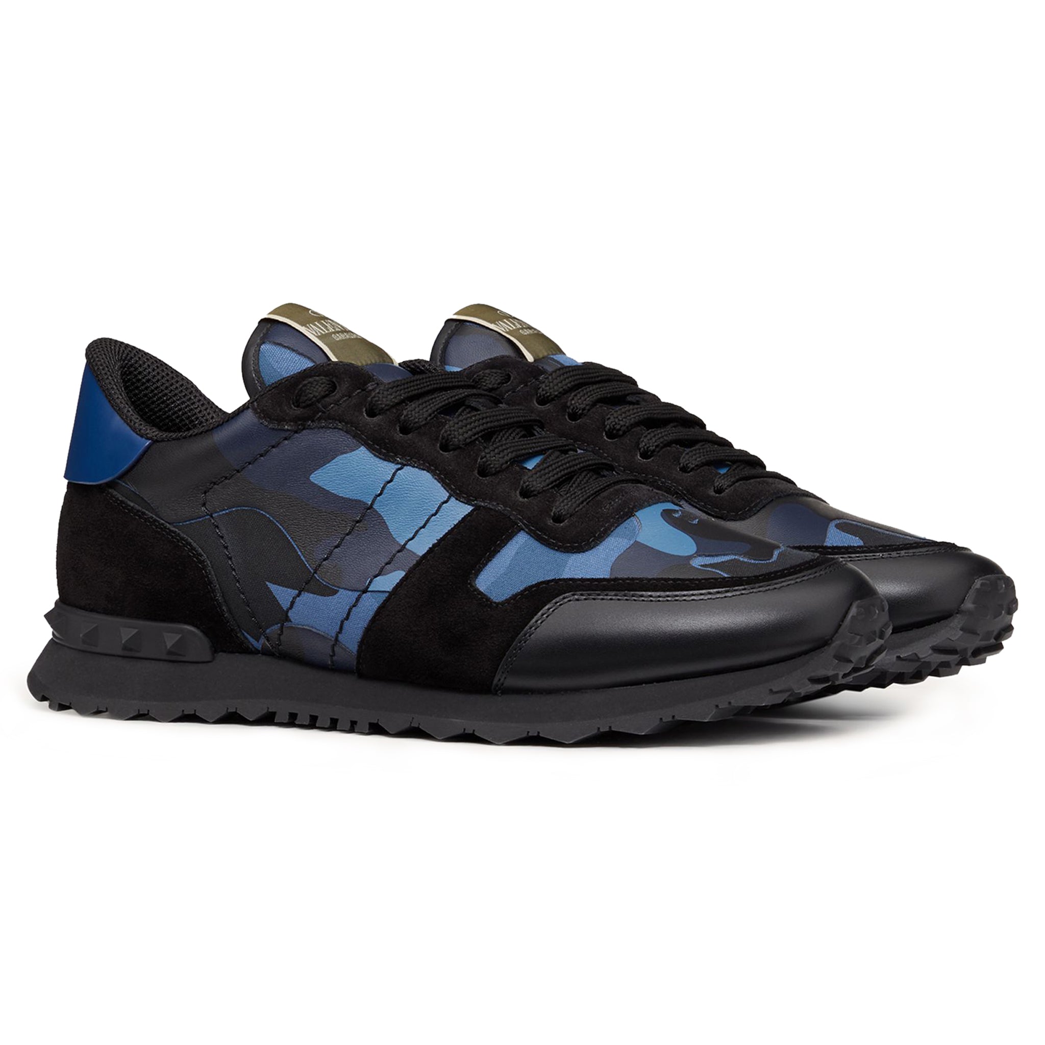 Image of Valentino Bluette Black Camouflage Rockrunner Sneaker